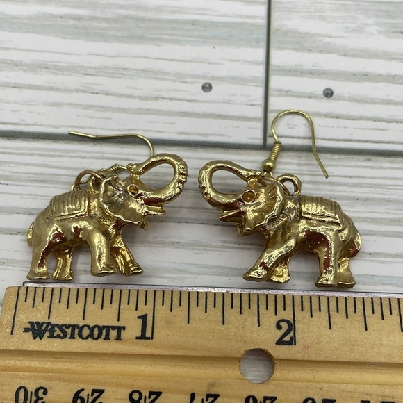 Handmade Gold Elephant Earrings - Picture 12 of 12